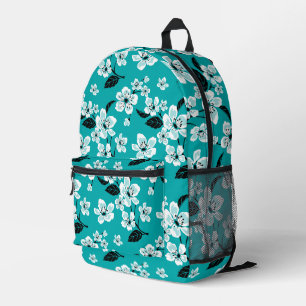 KERSENBLOESEM - SAKURA PATROON IN TEAL BEDRUKTE RUGZAK
