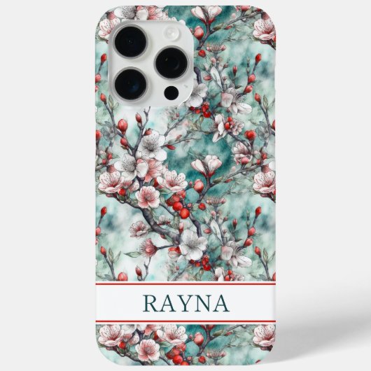 Kersenbloesem Sakura Print Monogram Case-Mate iPhone Case (Achterkant)