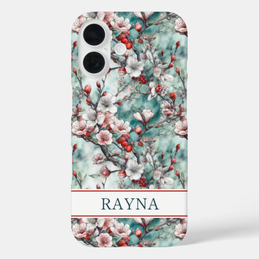 Kersenbloesem Sakura Print Monogram Case-Mate iPhone Case (Achterkant)