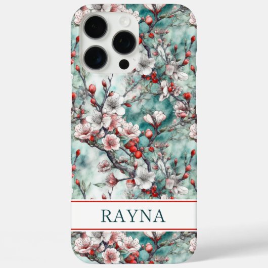 Kersenbloesem Sakura Print Monogram Case-Mate iPhone Case (Achterkant)