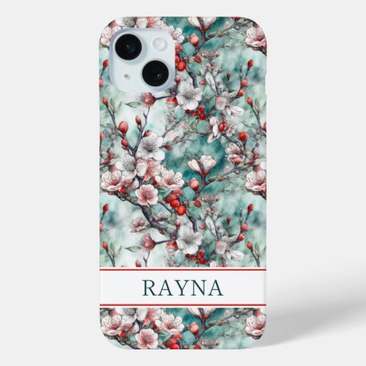 Kersenbloesem Sakura Print Monogram Case-Mate iPhone Case (Achterkant)