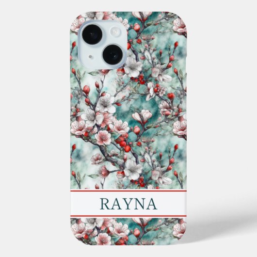 Kersenbloesem Sakura Print Monogram Case-Mate iPhone Case (Achterkant)