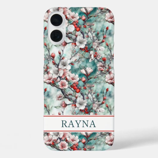 Kersenbloesem Sakura Print Monogram Case-Mate iPhone Case (Achterkant)