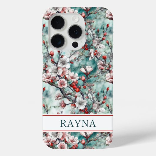 Kersenbloesem Sakura Print Monogram Case-Mate iPhone Case (Achterkant)