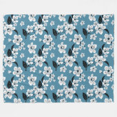 KERSENBLOESEM - SAKURA (ROOKBLAUW) FLEECE DEKEN (Voorkant (Horizontaal))