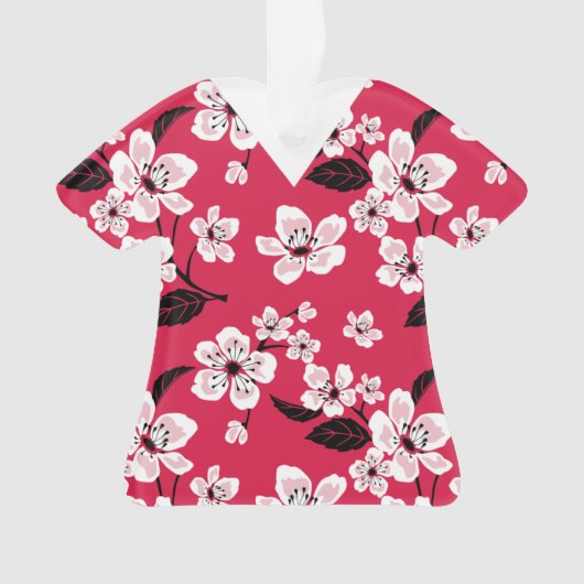 KERSENBLOESEM - SAKURA SCRUBS (ROOD) ORNAMENT (voorkant)