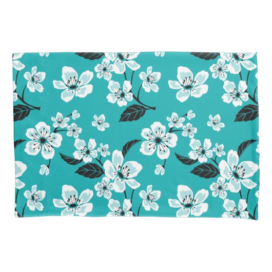 KERSENBLOESEM - SAKURA (TEAL) KUSSENSLOOP (Voorkant-Links)
