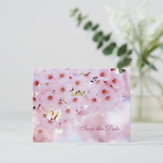 Kersenbloesem Save the Date aankondiging briefkaar (Staand voorkant)