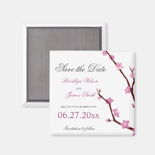 Kersenbloesem Save The Date Magneten (Voorkant / Achterkant)