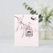 Kersenbloesem, slikken - bruiloft, uitnodigen, uni briefkaart (Staand voorkant)