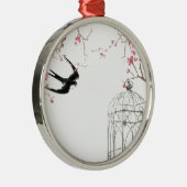 Kersenbloesem, slikken, vogelkooi ontwerp metalen ornament (Rechts)