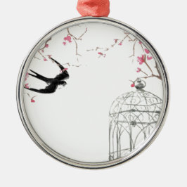 Kersenbloesem, slikken, vogelkooi ontwerp metalen ornament