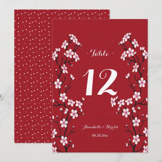 Kersenbloesem tafel trouw kaart (Voorkant / Achterkant)