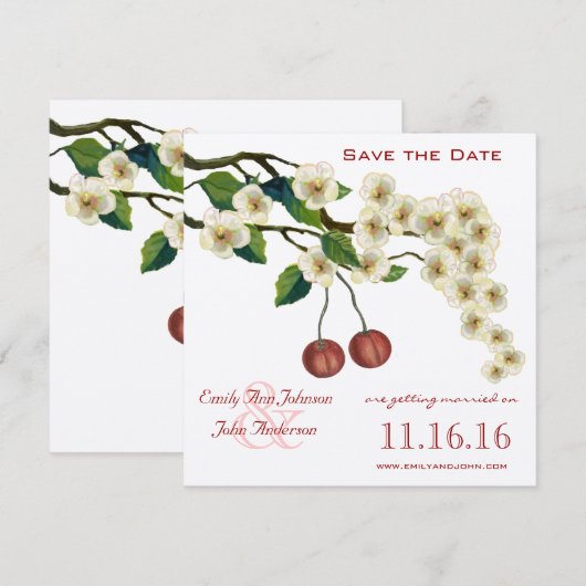 Kersenbloesem Tak Save the Date Kaart (Voorkant / Achterkant)