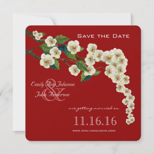 Kersenbloesem Tak Save the Date Kaart (Voorkant)