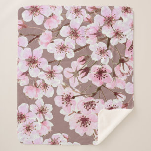 Kersenbloesem takken Waterverf Patroon Sherpa Deken
