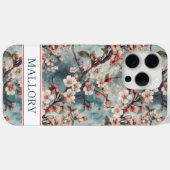 Kersenbloesem Teal Sakura Print Monogram Case-Mate iPhone Case (Achterkant (horizontaal))