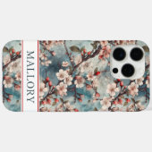 Kersenbloesem Teal Sakura Print Monogram Case-Mate iPhone Case (Achterkant (horizontaal))
