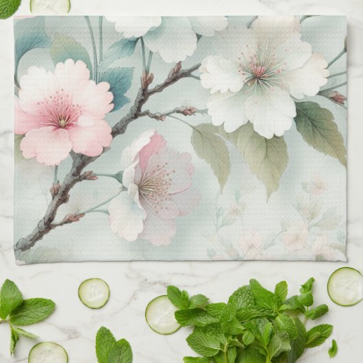 Kersenbloesem Theedoek (Gevouwen)