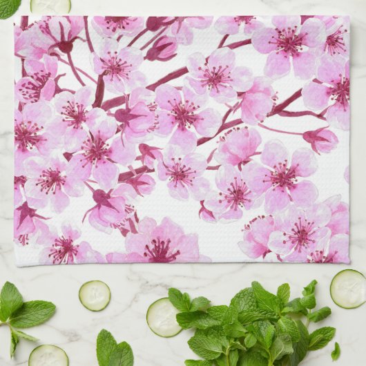 Kersenbloesem Theedoek (Gevouwen)