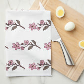 Kersenbloesem theedoek - wit patroon (Quarter Fold)