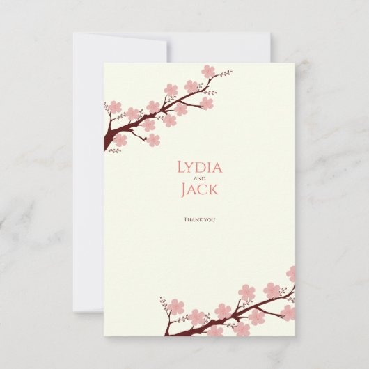 Kersenbloesem thema bruiloft bedankkaart (Voorkant)