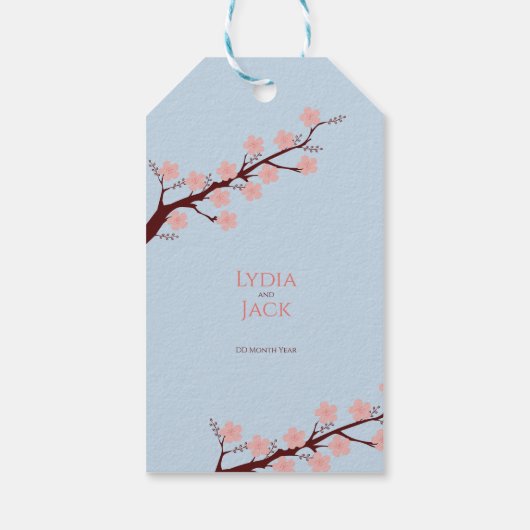 Kersenbloesem thema bruiloft cadeaulabel (Achterkant)