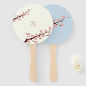 Kersenbloesem thema bruiloft handwaaier (Voorkant en achterkant)