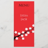 Kersenbloesem thema bruiloft menu (Achterkant)