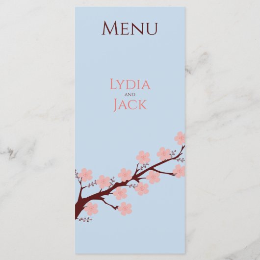 Kersenbloesem thema bruiloft menu (Achterkant)