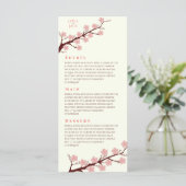 Kersenbloesem thema bruiloft menu (Staand voorkant)