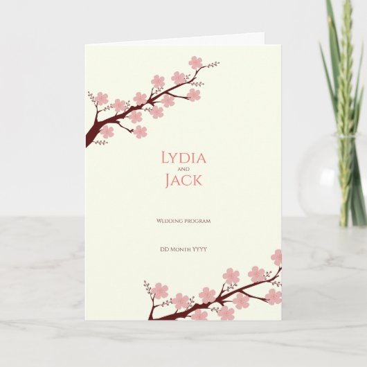 Kersenbloesem thema bruiloft programma (Voorkant)