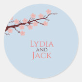 Kersenbloesem thema bruiloft ronde sticker (Voorkant)