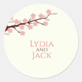 Kersenbloesem thema bruiloft ronde sticker (Voorkant)