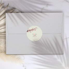 Kersenbloesem thema bruiloft ronde sticker