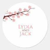 Kersenbloesem thema bruiloft ronde sticker (Voorkant)