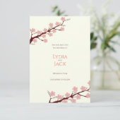 Kersenbloesem-thema bruiloft save the date (Staand voorkant)