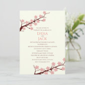 Kersenbloesem thema bruiloft uitnodiging (Staand voorkant)