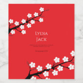 Kersenbloesem thema bruiloft wijn etiket (Enkel label)