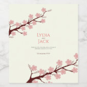 Kersenbloesem thema bruiloft wijn etiket (Enkel label)