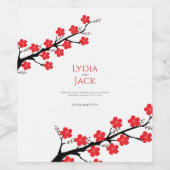 Kersenbloesem thema bruiloft wijn etiket (Enkel label)