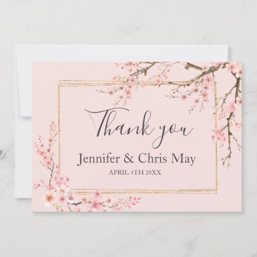 Kersenbloesem Trouw Dank Je Bedankkaart (Voorkant)