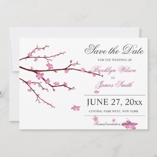 Kersenbloesem Trouw Save The Date Kaarten (Voorkant)