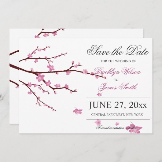 Kersenbloesem Trouw Save The Date Kaarten (Voorkant / Achterkant)