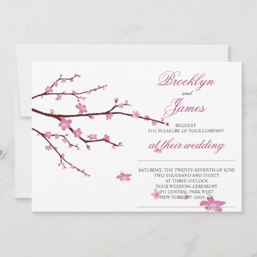 Kersenbloesem Trouw Uitnodigingen (Voorkant)