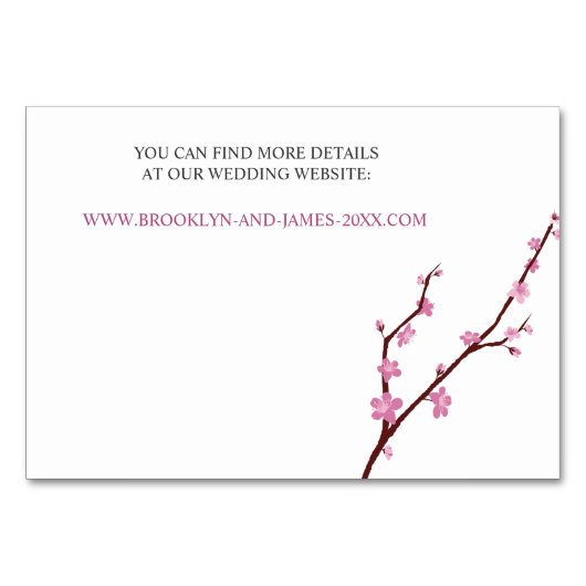 Kersenbloesem Trouwaccommodatiekaarten Kaart (Achterkant)