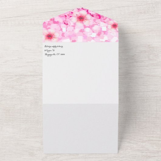 Kersenbloesem trouwkaart & save date foto all in one uitnodiging (Buitenkant)