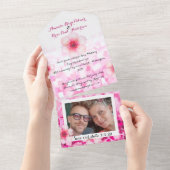 Kersenbloesem trouwkaart & save date foto all in one uitnodiging (Afscheurbaar)