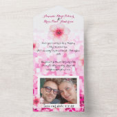 Kersenbloesem trouwkaart & save date foto all in one uitnodiging (Binnen)