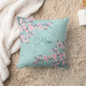 Kersenbloesem Turquoise Monogram Kussen (Deken)